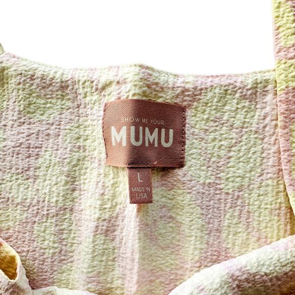 Show Me Your MuMu Tara Crop Top Lemonade Cheetah Size Large Pink Yellow - Picture 4 of 7
